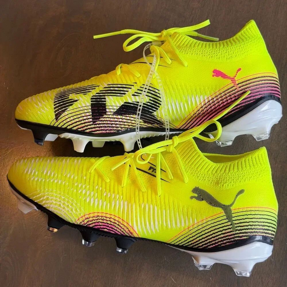 Puma Women’s size 6 Future 8 Match Soccer Cleat Yellow Pink - Picture 5 of 9